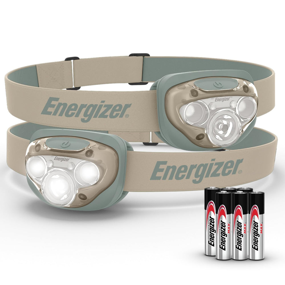 Energizer headlamp front view showing bright LED for hands-free lighting