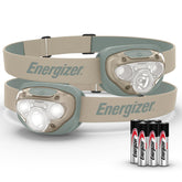 Energizer headlamp front view showing bright LED for hands-free lighting
