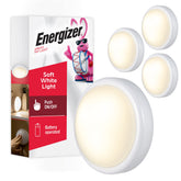 Energizer tap light front packaging showing four puck lights and benefits