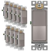 ENERLITES nickel paddle switch front view showing sleek finish and durable build