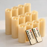 Enido front view of 12-piece candle set showing safe ambiance for events