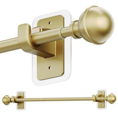 ENJOYBASICS front view of gold curtain rod packaging showing product