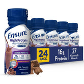 Ensure high protein milk chocolate front packaging showing bottle and flavor benefit