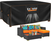 Enzeno front view showing full cover protecting table and chairs, protects from rain