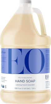 EO front view of gallon bottle showing label and calming lavender scent benefit
