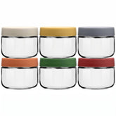 EONJOE front view of six 8 oz glass jars showing organized storage benefit