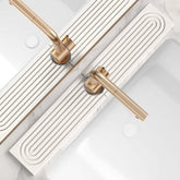 eormoe front view of faucet mat showing sleek tray protecting countertop