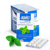 Epic peppermint gum front packaging showing 12-pack and fresh breath benefit