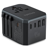EPICKA front view showing ports and AC outlet, compact travel convenience