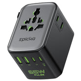EPICKA front view showing ports and universal AC outlet for versatile charging