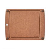 Epicurean cutting board front view Nutmeg showing juice groove and size benefits
