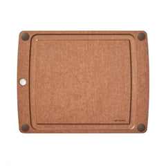 Epicurean cutting board front view Nutmeg showing juice groove and size benefits
