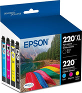 Epson 220 front packaging showing combo pack benefits and compatibility