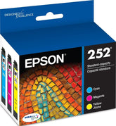 Epson 252 three-cartridge pack front showing brand and colors for reliable prints