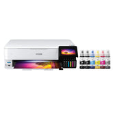 Epson ET-8550 front view showing compact wide-format printer and connectivity benefits