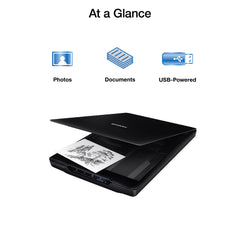Epson V19 II flatbed open displaying removable lid for scanning books and bulky items