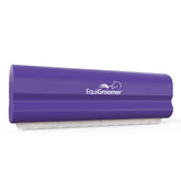 EquiGroomer front view showing purple brush and 5-inch blade, clear product identification and benefit