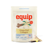 Equip collagen tub front view showing vanilla label and clean sourcing benefits