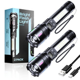 Esgreen two-pack front view showing compact rechargeable flashlights and packaging for reliable portability
