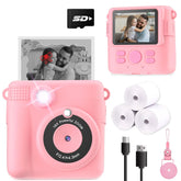 ESO XOFFORE front view of pink instant print camera showing lens and shutter, great starter camera