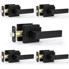 Estmoon front packaging showing five matte black knobs and included parts for quick install