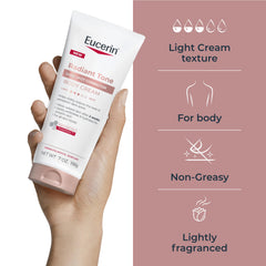 Eucerin being applied to skin demonstrating quick absorption and non-greasy finish