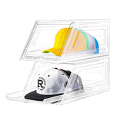 Euct front view clear hat organizer shows tidy display and quick selection