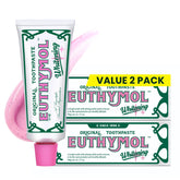 Euthymol front view of two tubes showing product and packaging benefit