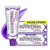 Euthymol front packaging showing two tubes and instant whitening benefit