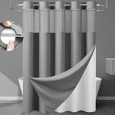 EUTXL front view grey waffle curtain shows refined texture and elegant look