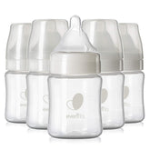 Evenflo front packaging showing six 5oz bottles, clear view and easy grab