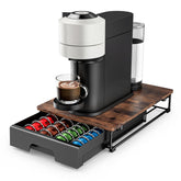 EVERIE front view of wooden pod drawer showing neat capsule storage and tidy countertop benefit