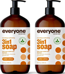 everyone for every body front packaging showing two 32 oz bottles and cedar citrus scent benefits