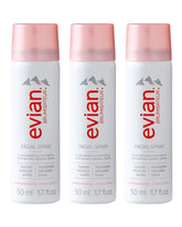 BRUMISATEUR Evian travel trio front packaging showing three cans and convenience
