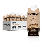 Evolve café mocha front packaging showing bottle and brand benefits