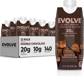 Evolve bottle front view showing Double Chocolate flavor and benefits