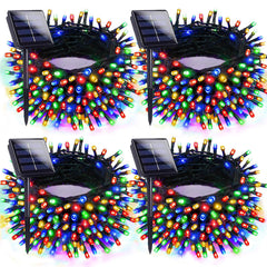 EXF front packaging showing 4-pack multicolor solar lights for easy setup