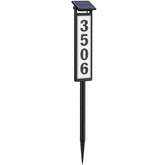 Eyrosa front view of solar address sign showing clear numbers and improved curb identification