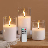Eywamage clear glass candles front view showing clean design and warm glow