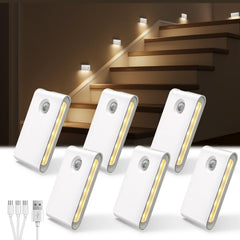 EZVALO front packaging showing six rechargeable motion sensor night lights for whole-path illumination