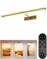 EZVALO front view of 16-inch gold picture light highlighting artwork accurately