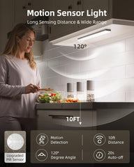 EZVALO puck light mounted under kitchen cabinet for hands-free task lighting