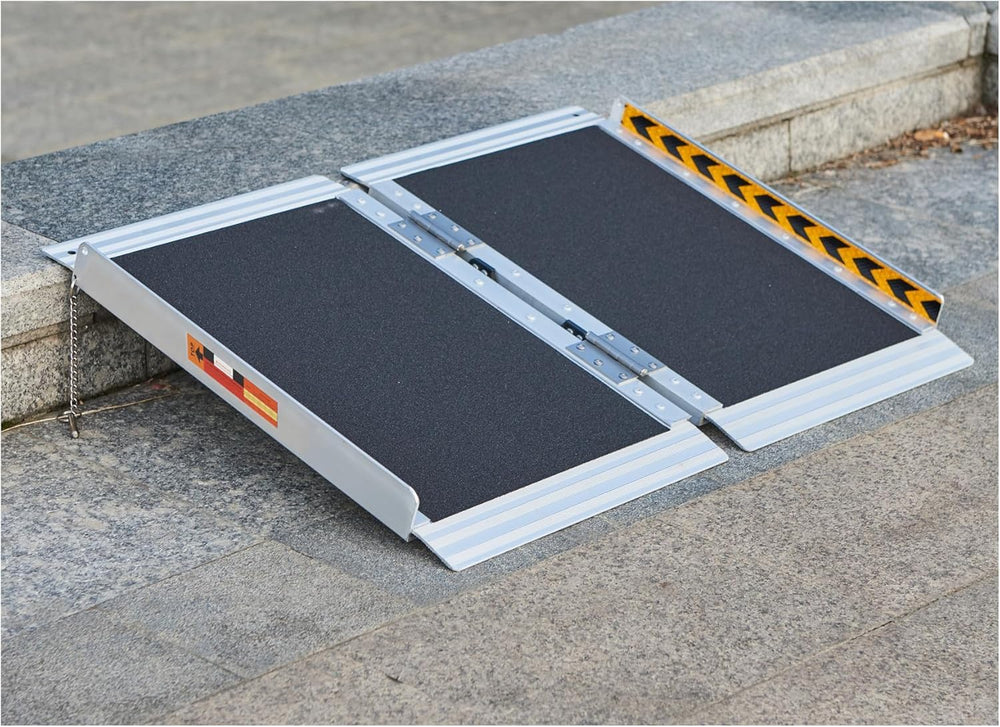 FACHNUO front view folded ramp showing compact portability and quick setup