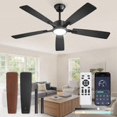 Fanbulous front view of 52-inch black ceiling fan showing whole fixture and aesthetic benefit