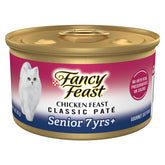 Fancy Feast front packaging showing senior chicken pate and benefits