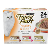 Fancy Feast front packaging showing 24-pack, convenient storage