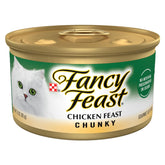 Fancy Feast front can showing label and chicken pieces, appealing look