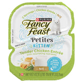 Fancy Feast front packaging showing kitten chicken pate and convenience