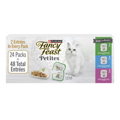 Fancy Feast front packaging showing variety pack and twin-serve convenience