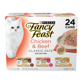 Fancy Feast front packaging showing 24-count value pack and benefits